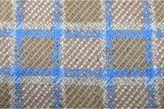 Lainage carreaux tons beige et bleu