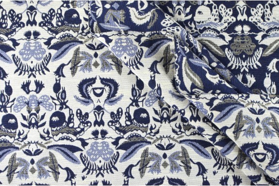 Jacquard bleu et écru