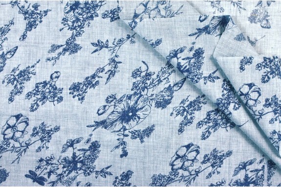 Voile de lin motif fleuri
