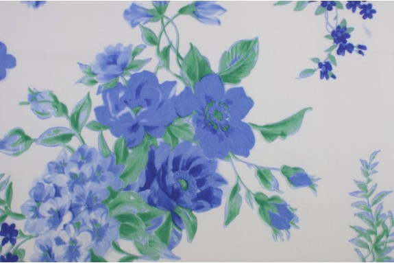 Crêpe stretch fleurs bleues
