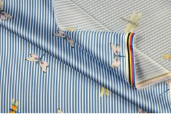 Satin libellule ligné bleu