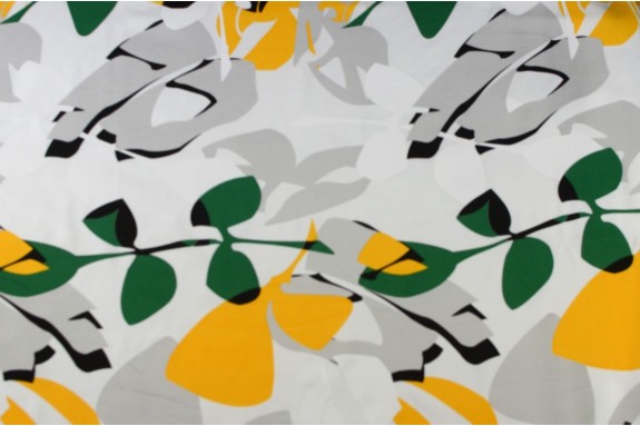 Cotonnade motif jaune et vert