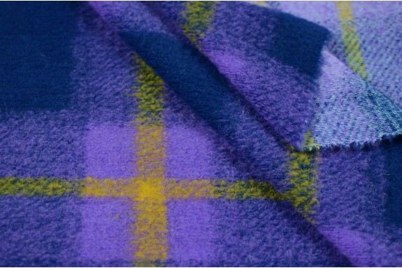 Lainage carreaux bleu violet