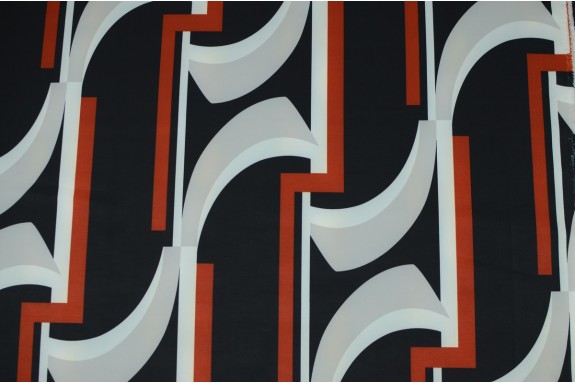 Crêpe motif graphique rouge noir