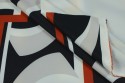 Crêpe motif graphique rouge noir