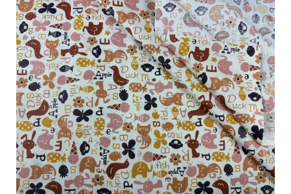 Cotonnade chat et poule