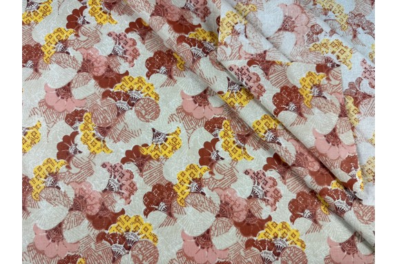 Cotonnade fleurie graphique rose