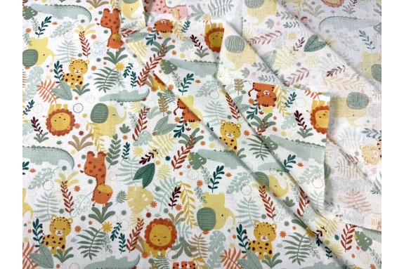 Cotonnade lion stylisé