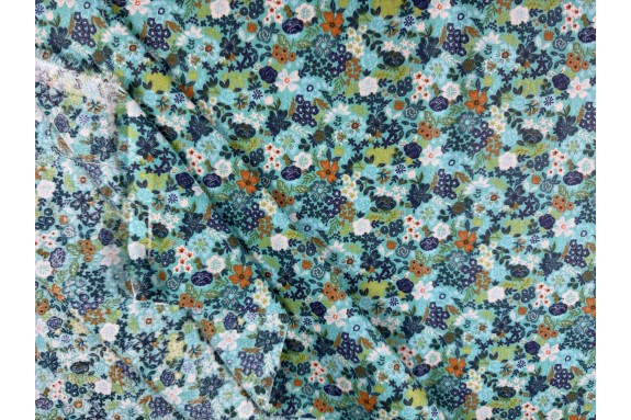 Imprimé fleuri bleu vert