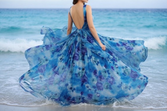 Chiffon fleuri bleu