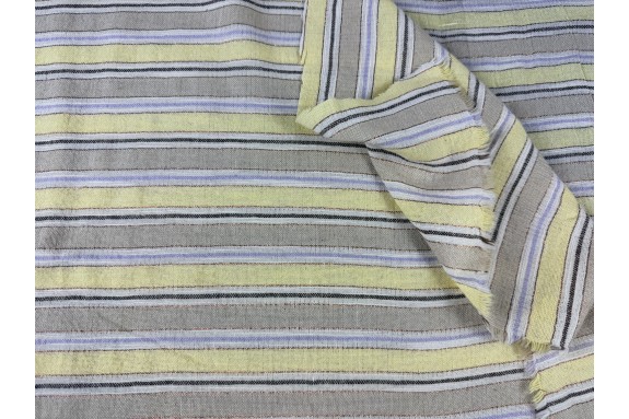 Lin rayé beige jaune