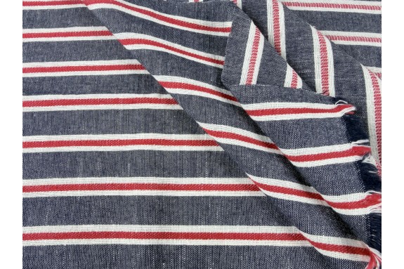 Lin mélangé bleu rouge