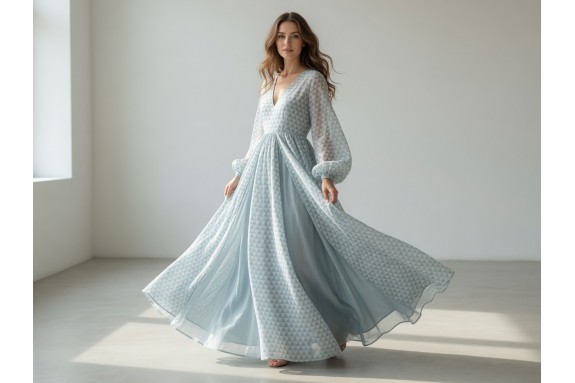 Voile motif graphique vert