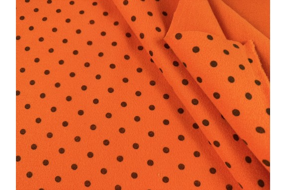 Velours orangé à pois marrons