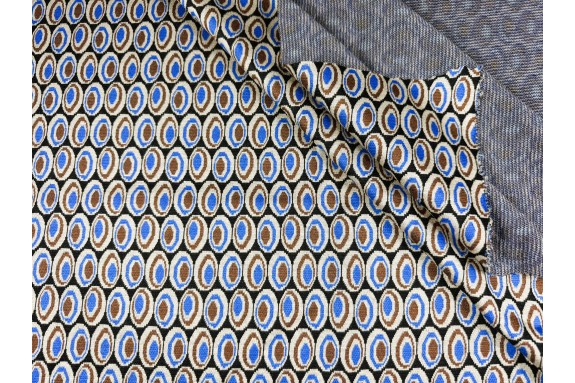 Tricot graphique marron bleu