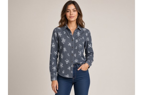 Jeans imprimé motif gris