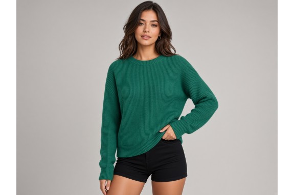 Maille tricot côtelé vert