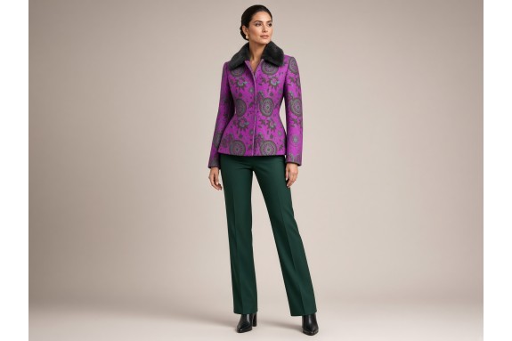 Jacquard magenta imprimé