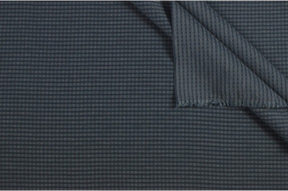 Coton gris bleu à petits carreaux