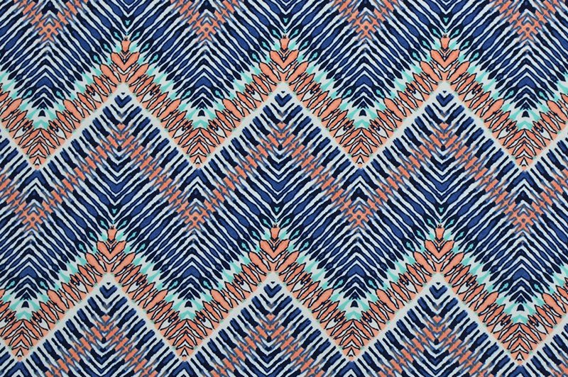 Jersey motifs géométriques bleus et orangés