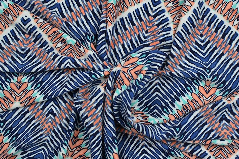 Jersey motifs géométriques bleus et orangés