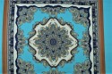 Satin lavé turquoise motifs placés