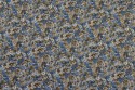 Maille fleurie tons marrons et bleus