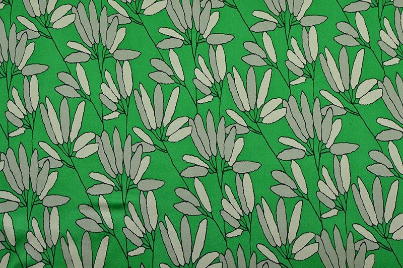 Satin de soie mélangée fleuri vert