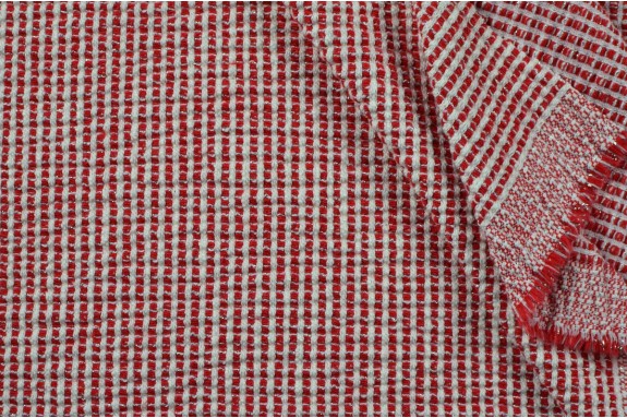 Jacquard gaufré rouge et blanc