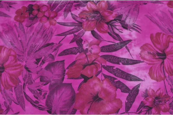 Batik grand fleuri rose