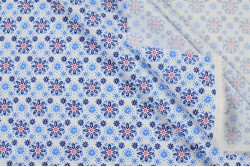 Coton blanc motifs bleus